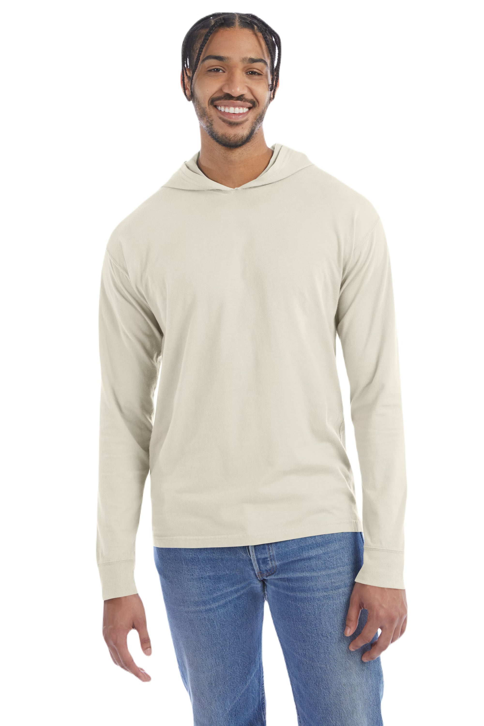 Hanes GDH280 - Unisex Garment-Dyed Jersey Hooded Long Sleeve T-Shirt