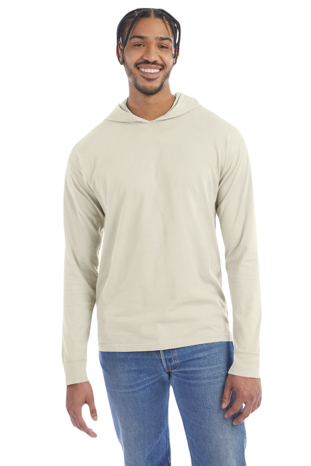 Hanes GDH280 - Unisex Garment-Dyed Jersey Hooded Long Sleeve T-Shirt