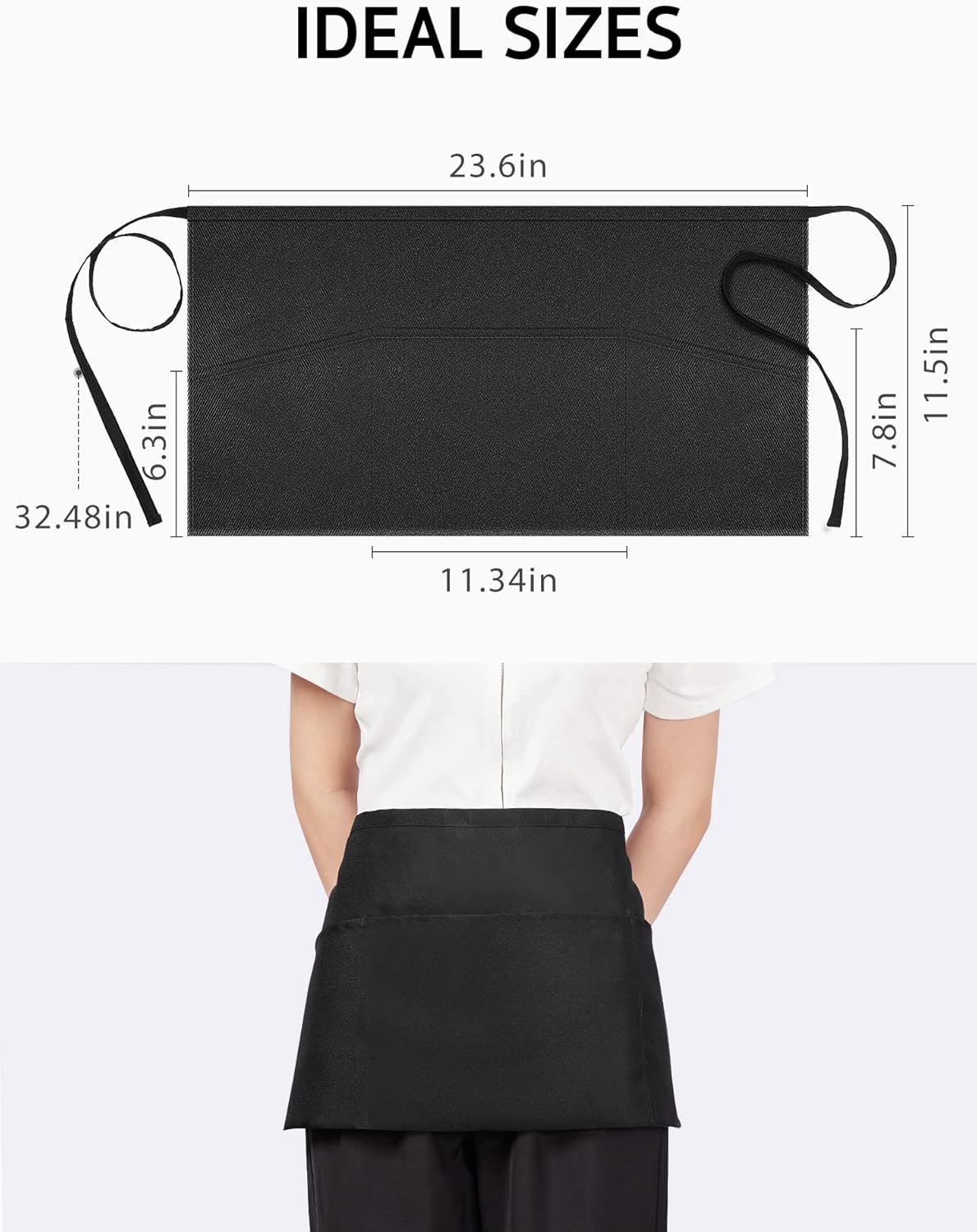 Custom Server Apron with 3 Pockets