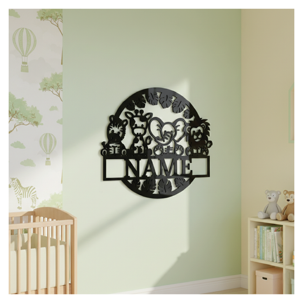 Custom Safari Nursery Name Sign