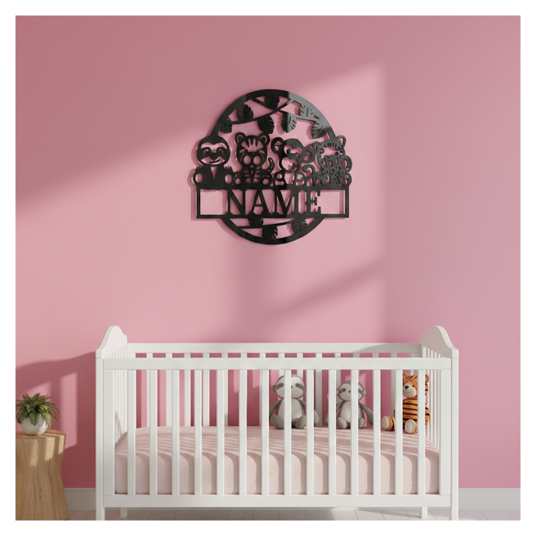 Custom Safari Nursery Name Sign