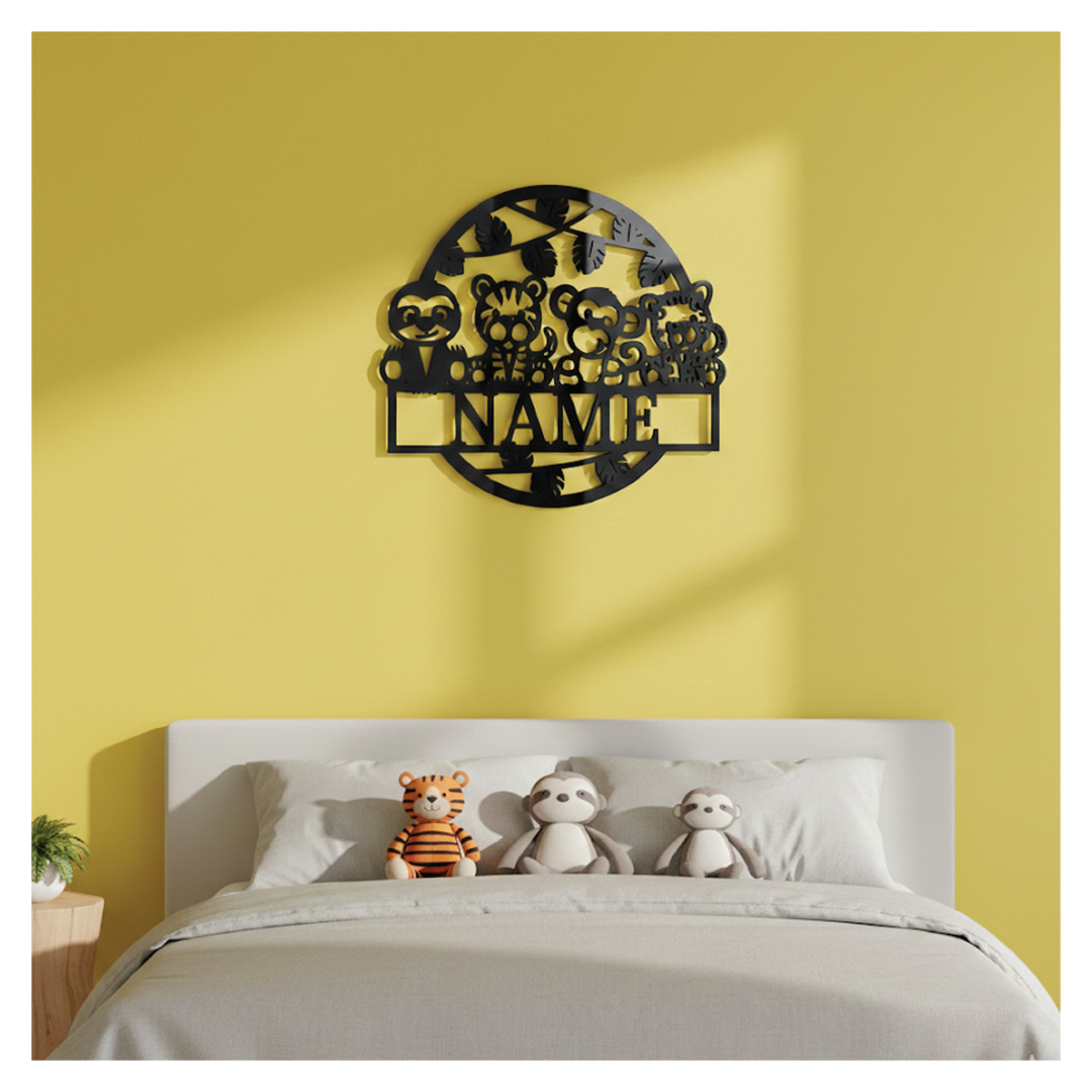 Custom Safari Nursery Name Sign