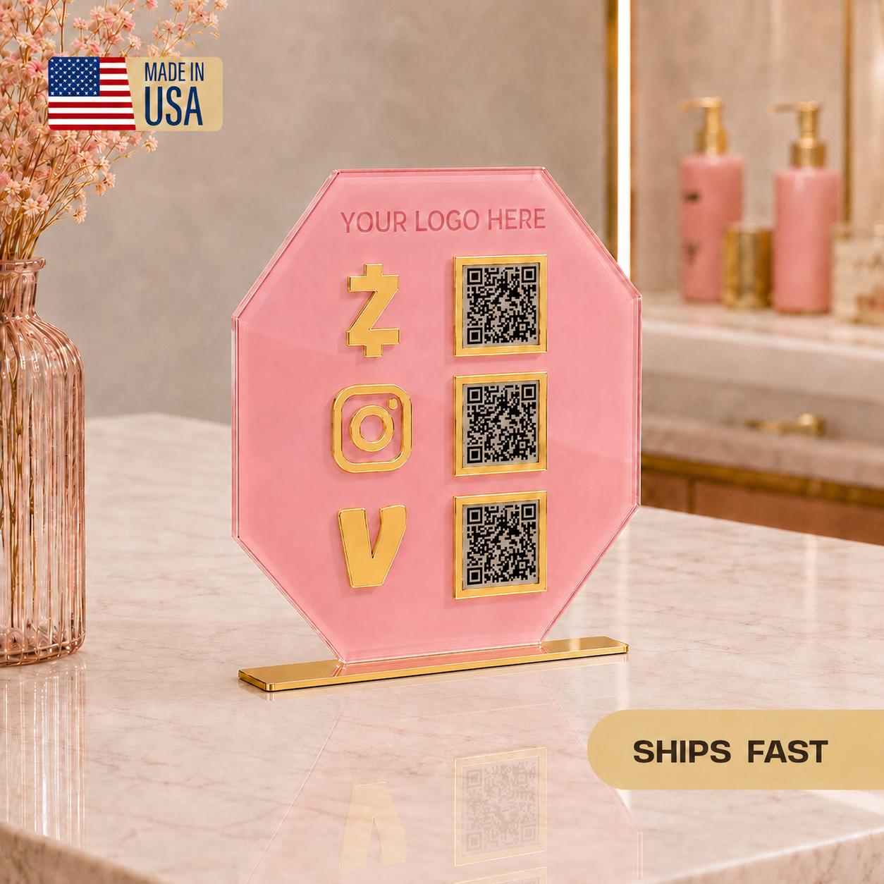 Custom Acrylic QR Code Sign | Laser Engraved Business Payment Display Stand