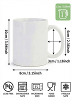 Sublimation Mugs, 11oz White Coffee Cup, Ceramic Machine Washable