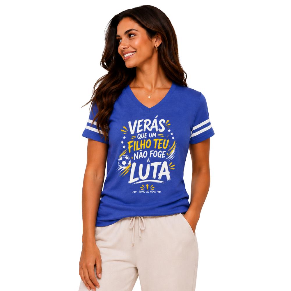 Women's Brasil "Filho Teu Não Foge à Luta" V-Neck Shirt