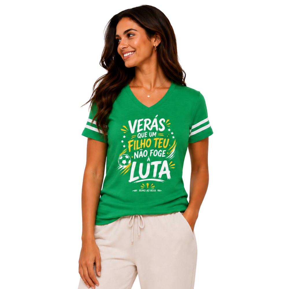 Women's Brasil "Filho Teu Não Foge à Luta" V-Neck Shirt