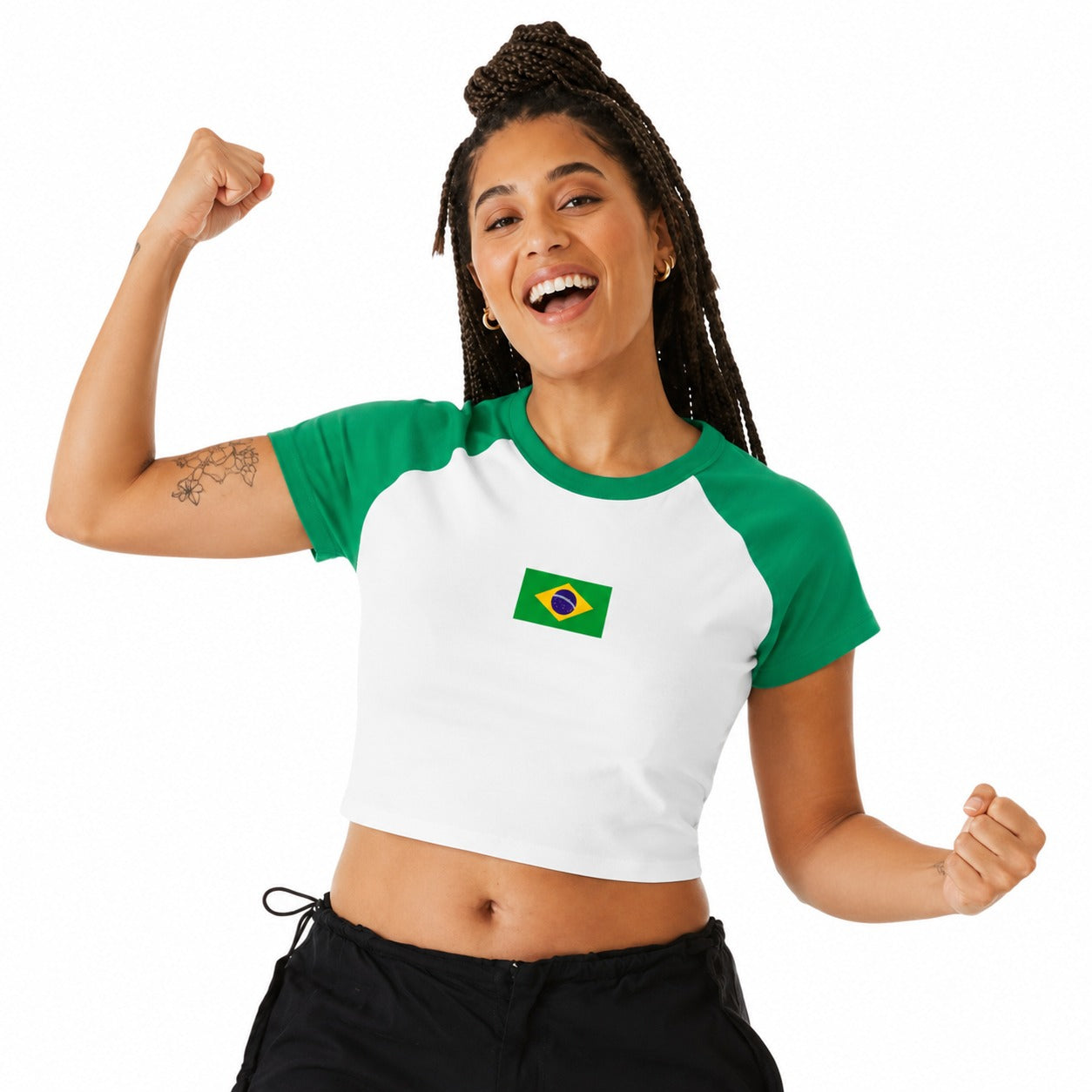 Women's "Brazilian Flag" Cropped Raglan