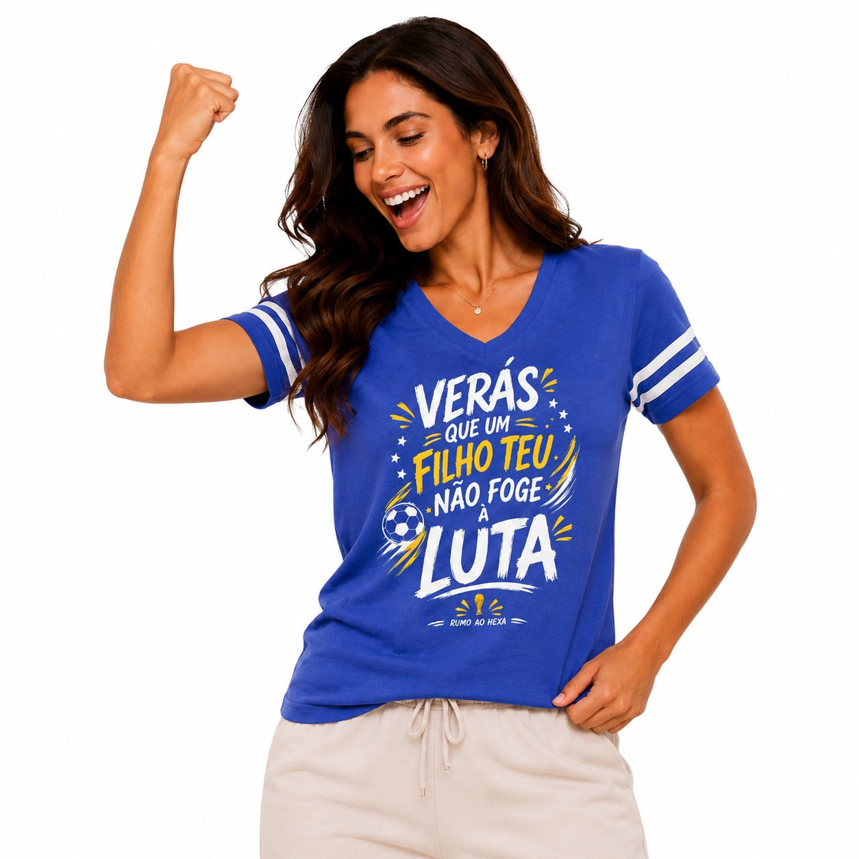 Women's Brasil "Filho Teu Não Foge à Luta" V-Neck Shirt