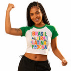 Women's "Brasileira, Latina & Fodona" Cropped Raglan