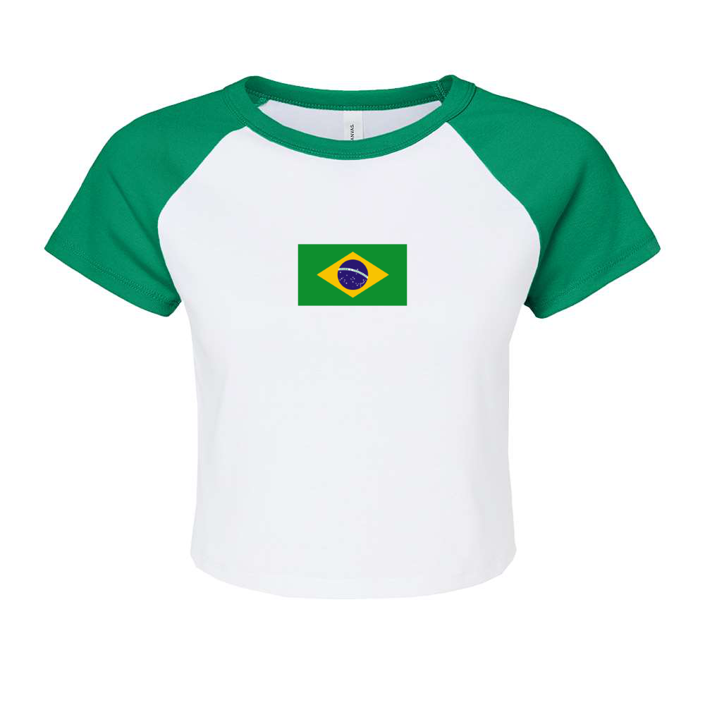 Women's "Brazilian Flag" Cropped Raglan
