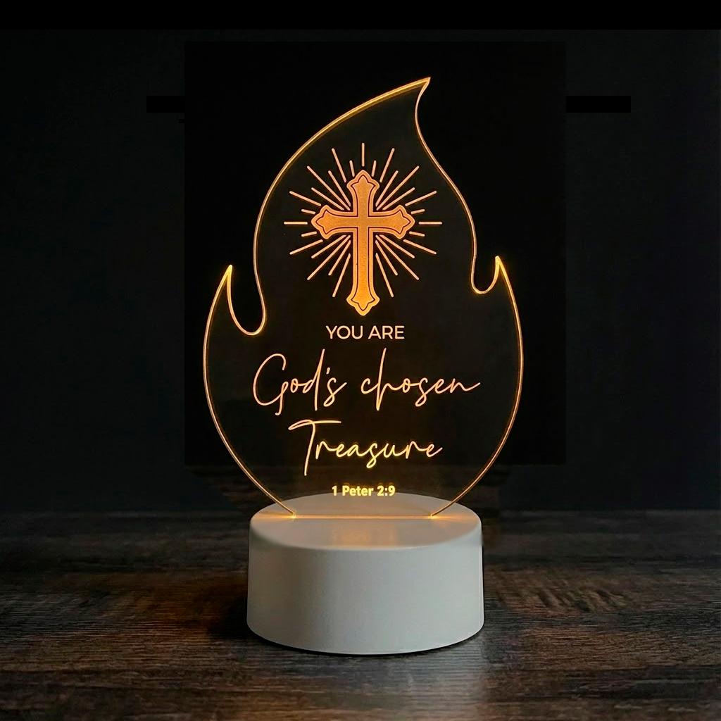 Custom Bible Verse LED Light | Christian Baptism Confirmation Gift Engraved Scripture Night Light