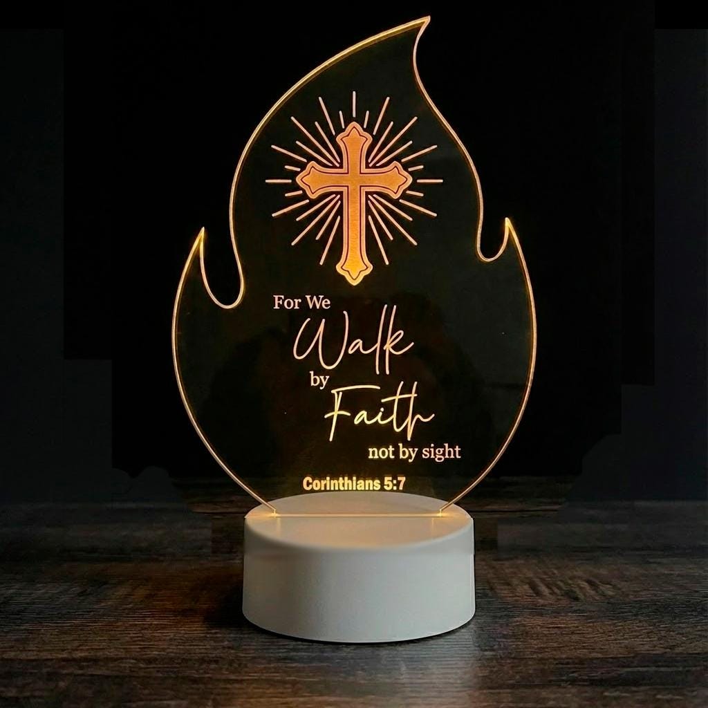 Custom Bible Verse LED Light | Christian Baptism Confirmation Gift Engraved Scripture Night Light