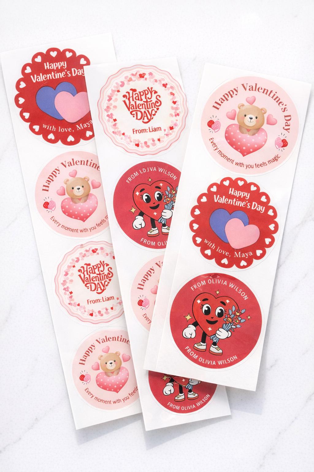 Personalized Valentine's Day Stickers | 2" Matte Waterproof Labels