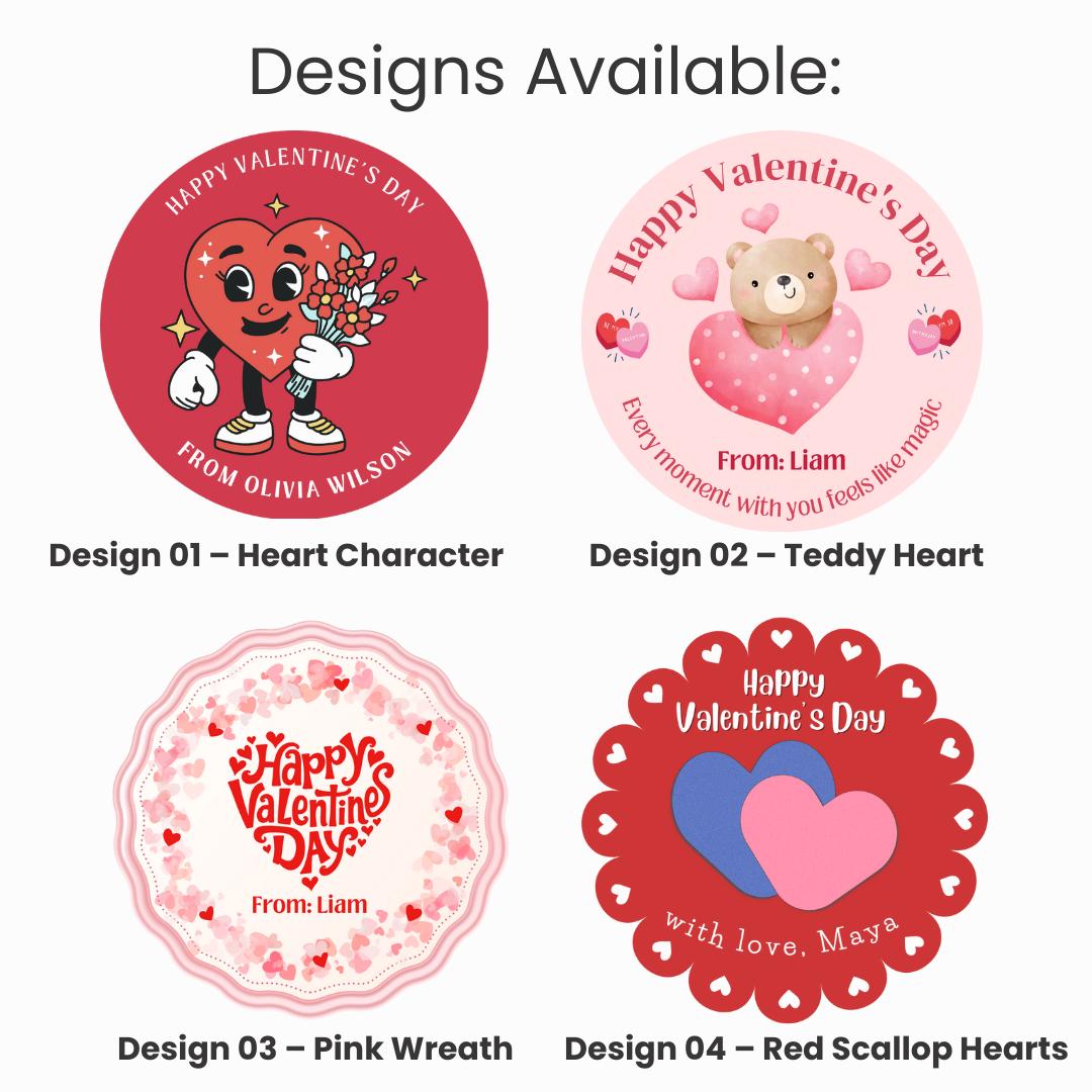 Personalized Valentine's Day Stickers | 2" Matte Waterproof Labels