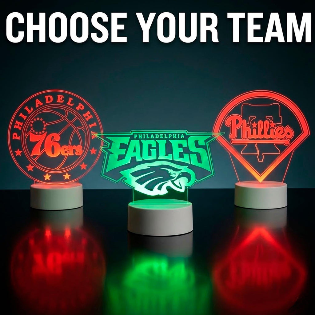 Philadelphia Sports LED Night Light | Eagles, 76ers, Phillies Custom Acrylic Lamp