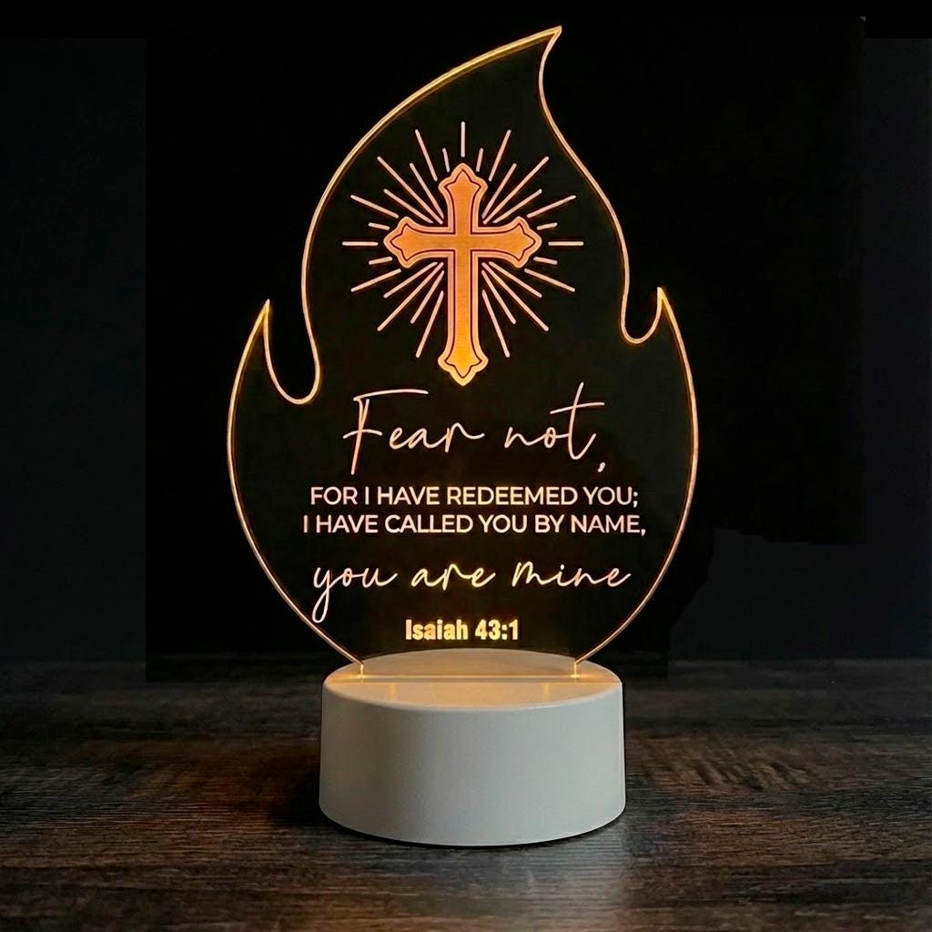 Custom Bible Verse LED Light | Christian Baptism Confirmation Gift Engraved Scripture Night Light