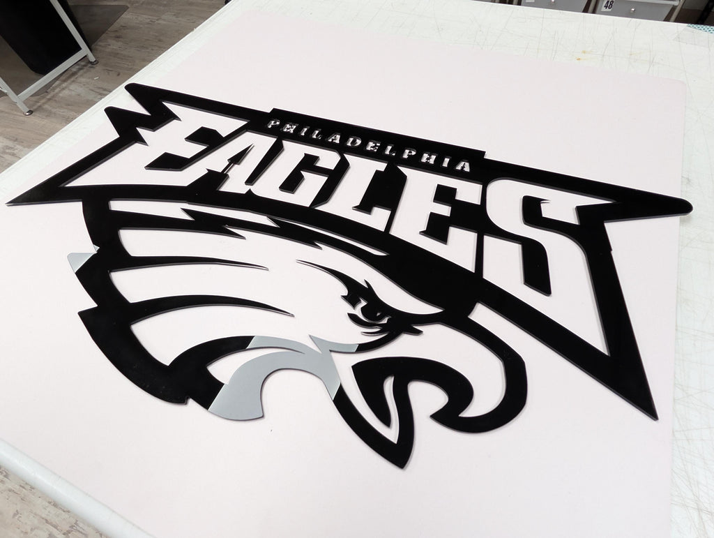 Philadelphia Eagles Wall Art | Black Acrylic NFL Logo Decor | 3D Football Sign for Man Cave | Game Room Wall Decoration | Eagles Fan Gift