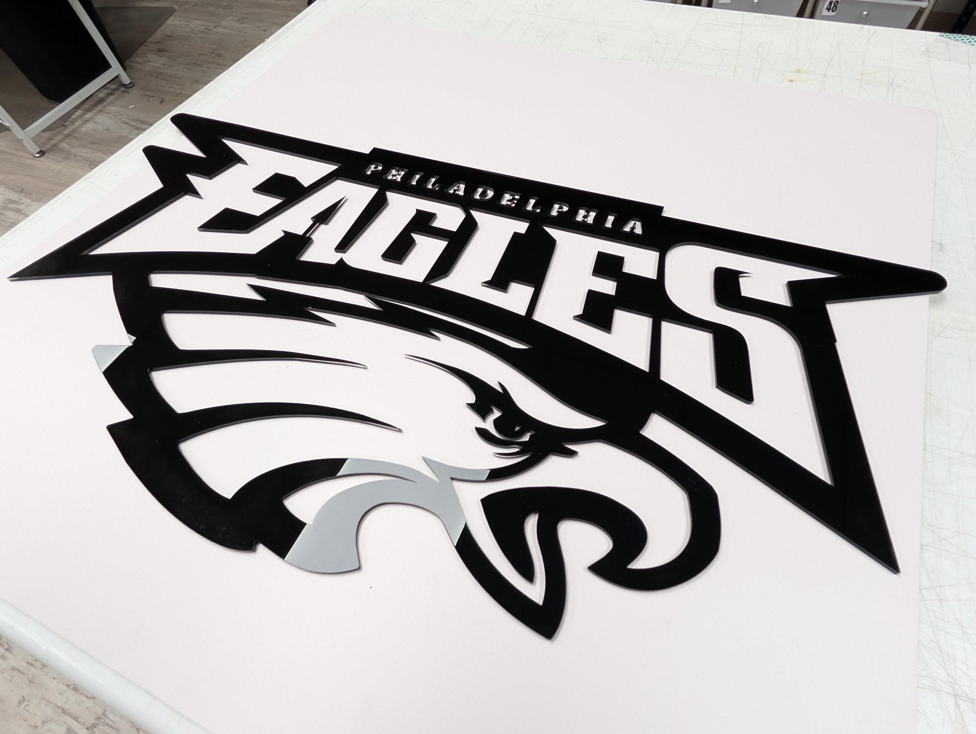 Philadelphia Eagles Wall Art | Black Acrylic NFL Logo Decor | 3D Football Sign for Man Cave | Game Room Wall Decoration | Eagles Fan Gift