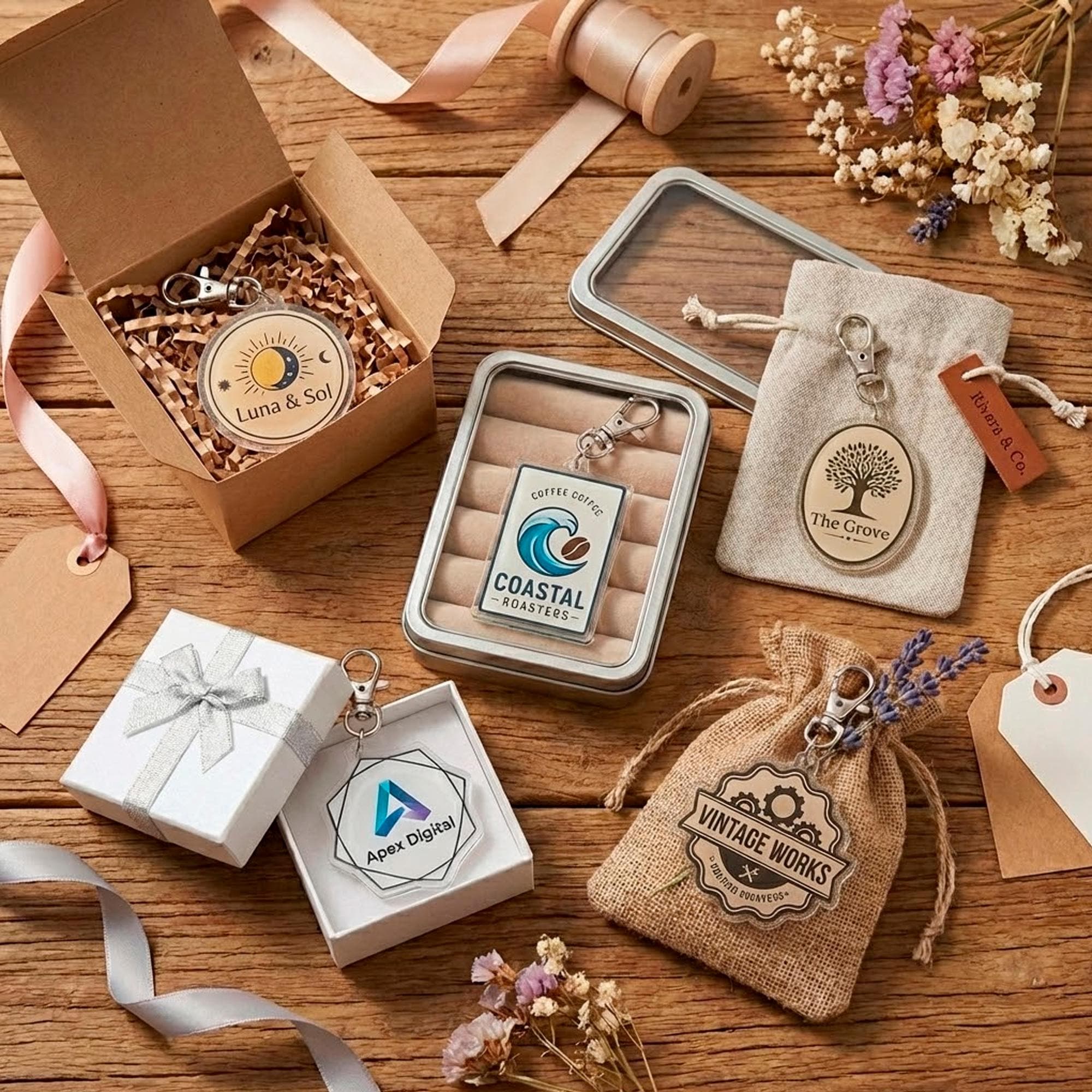 Custom Logo Acrylic Keychain - For Branding, Events, Client Gifts - Personalized Acrylic Tags