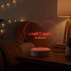 Personalized Acrylic Couple Night Light, Anniversary Gift, Made in USA