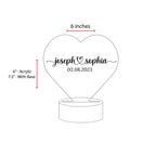 Personalized Acrylic Couple Night Light, Anniversary Gift, Made in USA