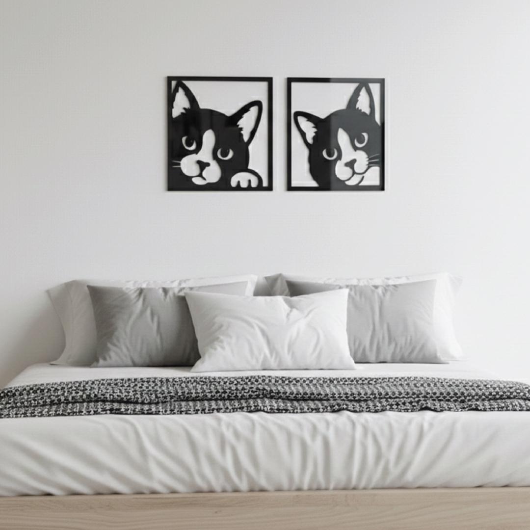 Peeking Cat Acrylic Wall Art – Funny Kitty Silhouette Decor