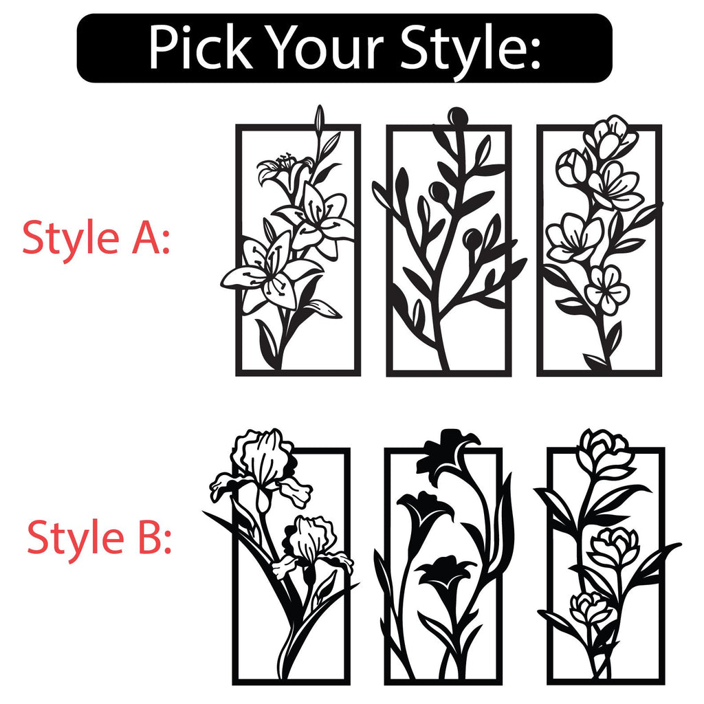 Minimalist Floral Wall Art Set of 3 – Modern Botanical Panel Decor
