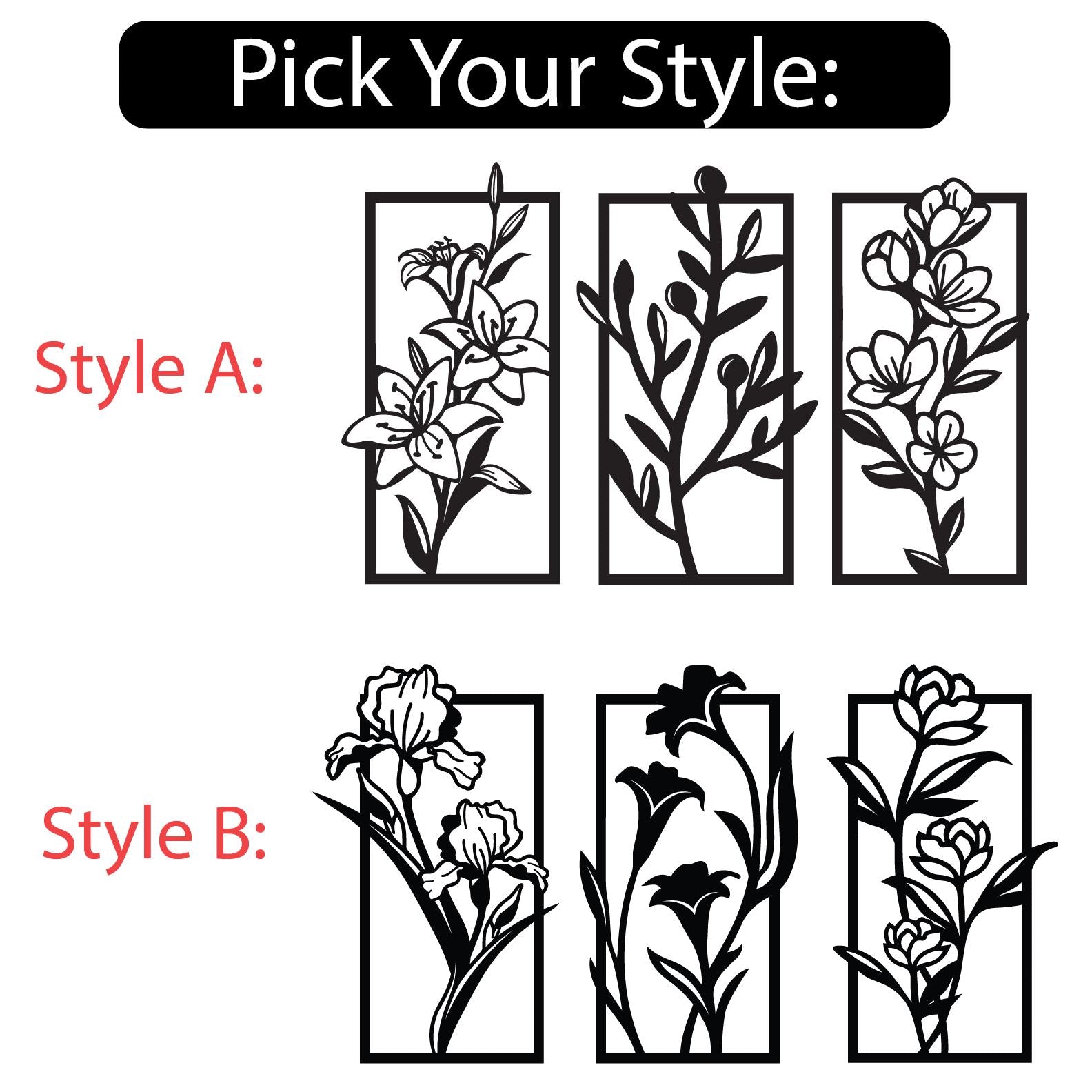 Minimalist Floral Wall Art Set of 3 – Modern Botanical Panel Decor