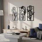 Minimalist Floral Wall Art Set of 3 – Modern Botanical Panel Decor