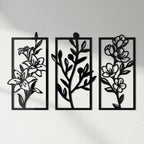 Minimalist Floral Wall Art Set of 3 – Modern Botanical Panel Decor