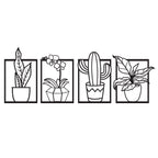 Set of 4 Black Acrylic Potted Plant Wall Art | Modern Botanical Decor