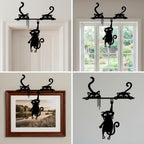 Playful Cats Door Frame Decor – Black Acrylic Wall Art Silhouette