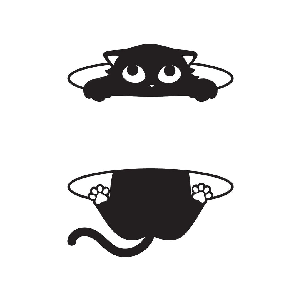 Peeking Cat Wall Art – Funny Black Acrylic Shelf or Frame Decor