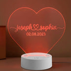 Personalized Acrylic Couple Night Light, Anniversary Gift, Made in USA