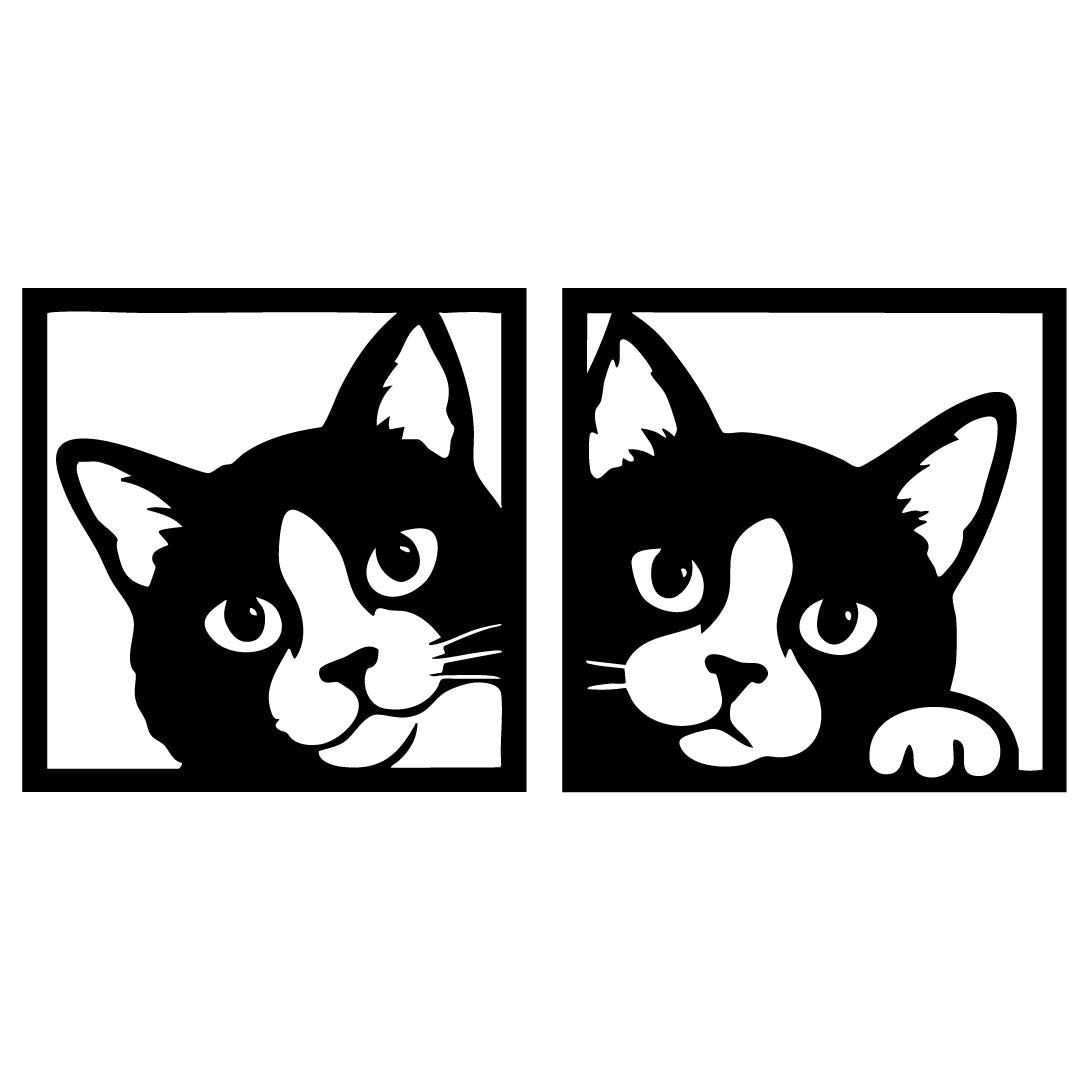 Peeking Cat Acrylic Wall Art – Funny Kitty Silhouette Decor
