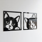Peeking Cat Acrylic Wall Art – Funny Kitty Silhouette Decor