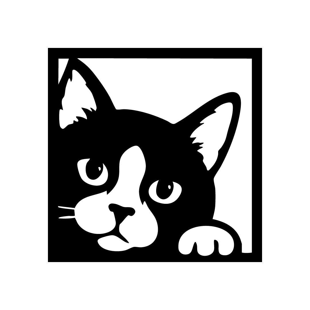 Peeking Cat Acrylic Wall Art – Funny Kitty Silhouette Decor