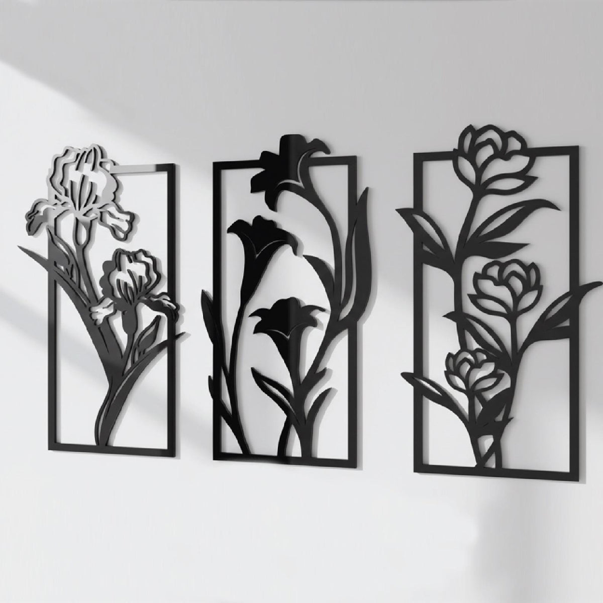 Minimalist Floral Wall Art Set of 3 – Modern Botanical Panel Decor
