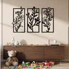 Minimalist Floral Wall Art Set of 3 – Modern Botanical Panel Decor