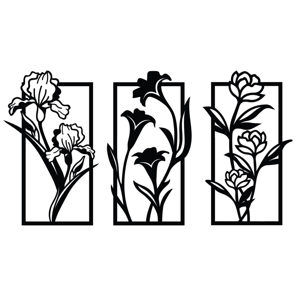 Minimalist Floral Wall Art Set of 3 – Modern Botanical Panel Decor