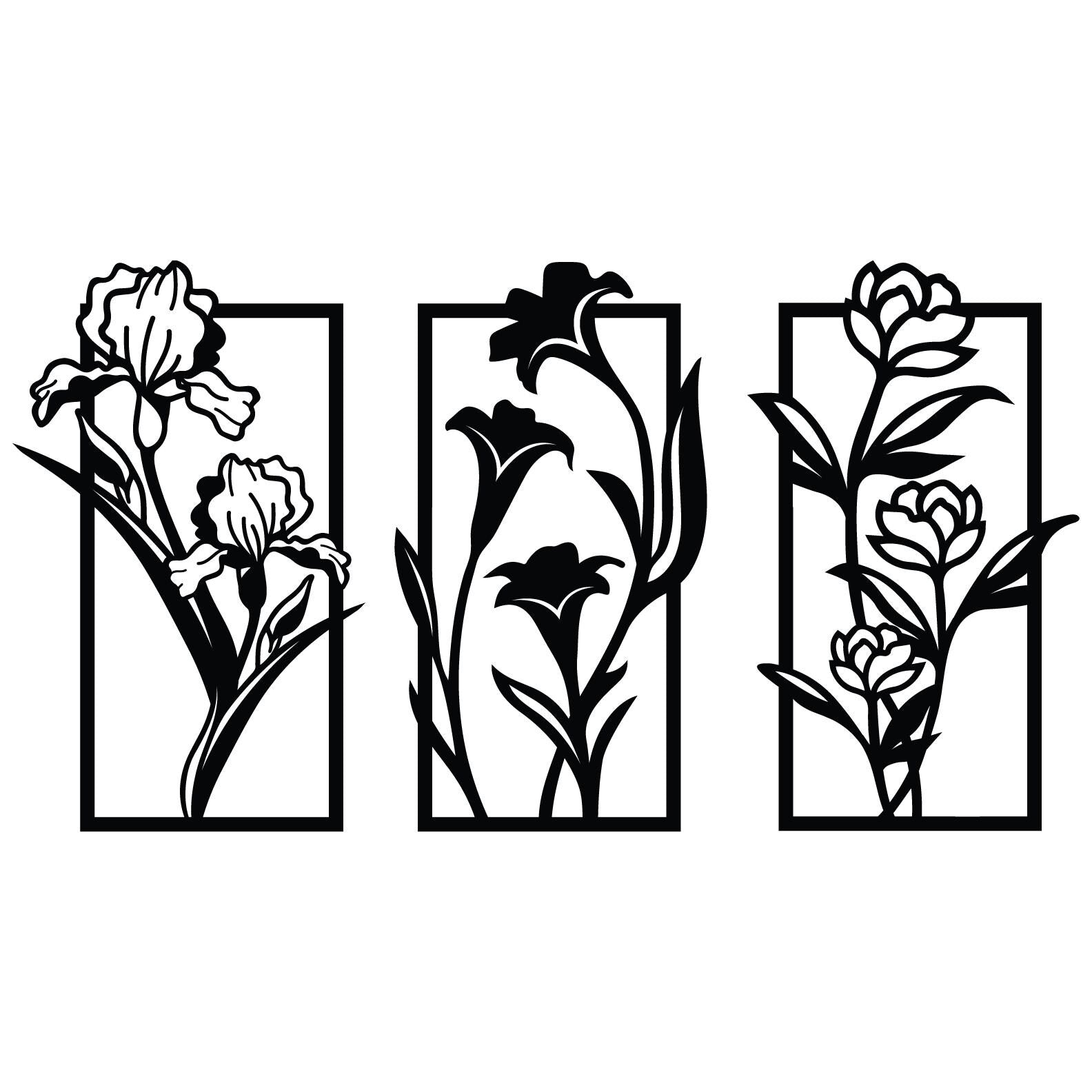 Minimalist Floral Wall Art Set of 3 – Modern Botanical Panel Decor