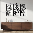 Minimalist Floral Wall Art Set of 3 – Modern Botanical Panel Decor