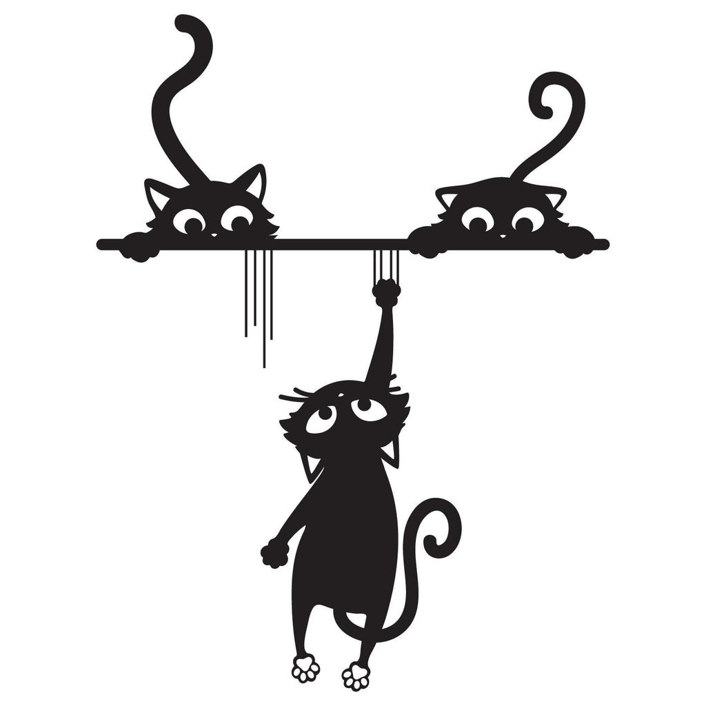Playful Cats Door Frame Decor – Black Acrylic Wall Art Silhouette