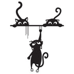 Playful Cats Door Frame Decor – Black Acrylic Wall Art Silhouette