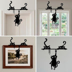 Playful Cats Door Frame Decor – Black Acrylic Wall Art Silhouette