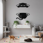 Peeking Cat Wall Art – Funny Black Acrylic Shelf or Frame Decor