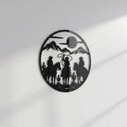 Western Cowboy Wall Art – Desert Silhouette Black Acrylic Decor for Ranch Home