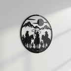 Western Cowboy Wall Art – Desert Silhouette Black Acrylic Decor for Ranch Home