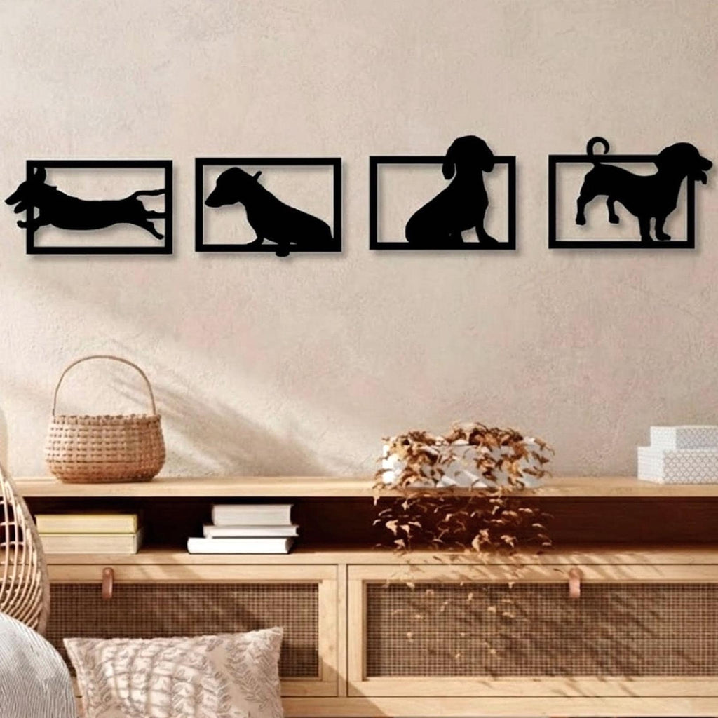 Dachshund Silhouette Wall Art – Black Acrylic Wiener Dog Decor Set