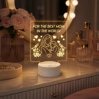 Mother and Baby Acrylic Night Light | Mother's Day Keepsake, Floral Design